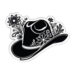 hat flowerdesign floral SVG PNG design with black and white floral elements