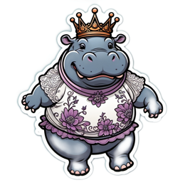 fantasy royalhippo floral SVG PNG design with pink and purple floral elements
