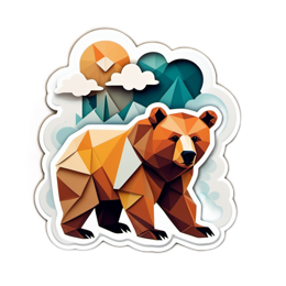 bear polygonal scenery SVG PNG design with clean design elements