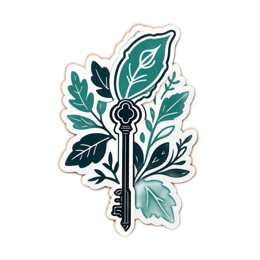 key leaves SVG PNG design with green floral elements