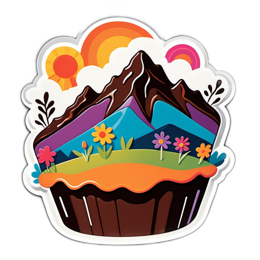 cupcake mountains SVG PNG design with orange and pink floral elements