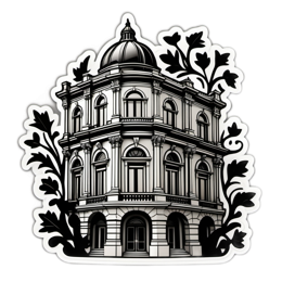 building illustration floral SVG PNG design with black and white floral elements