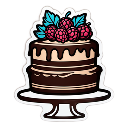 cake raspberries SVG PNG design with pink and green floral elements