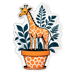 animals giraffe flower SVG PNG design with orange and green floral elements