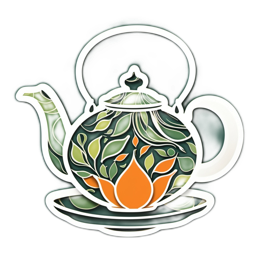 teapot nature flower SVG PNG design with orange and green floral elements