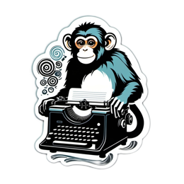 artistic monkey typewriter SVG PNG design with clean design elements