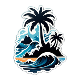 tropical island wave SVG PNG design with clean design elements