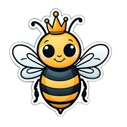 cartoon bee king SVG PNG design with clean design elements
