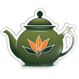 decoration teapot floral SVG PNG design with orange and green floral elements
