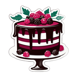 cake raspberry chocolate SVG PNG design with pink and red floral elements
