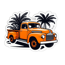 vintage truck palm trees SVG PNG design with clean design elements