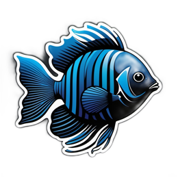 fish blue stripedswimming SVG PNG design with clean design elements