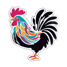 chicken colorful sticker SVG PNG design with clean design elements