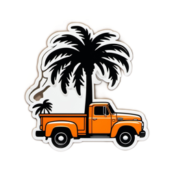 truck palm tree SVG PNG design with clean design elements