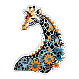 artistic giraffe flowers floral SVG PNG design with black and orange floral elements
