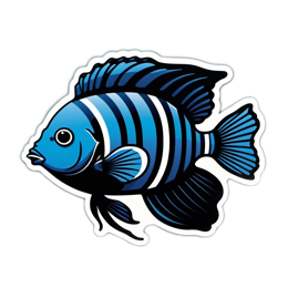 fish blue stripes SVG PNG design with clean design elements