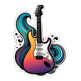 guitar colorful sticker SVG PNG design