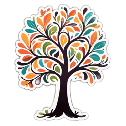 tree colors SVG PNG design with clean design elements, orange and green floral elements