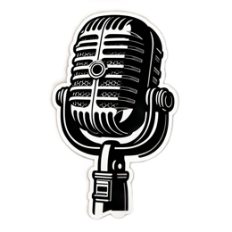 vintage microphone sticker SVG PNG design with clean design elements