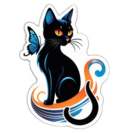 artistic black cat butterfly SVG PNG design with clean design elements