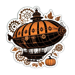 steampunk airship pumpkin SVG PNG design with clean design elements