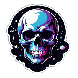skull space sticker SVG PNG design with clean design elements