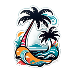 tropical palms waves SVG PNG design with clean design elements