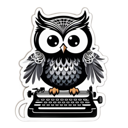 owl typewriter sticker SVG PNG design with clean design elements