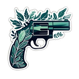 gun leaves SVG PNG design with green floral elements