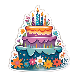 birthday cake flowers floral SVG PNG design with red floral elements