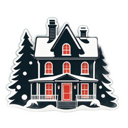 christmas house snow SVG PNG design with clean design elements