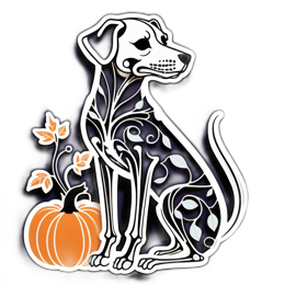 halloween pumpkin dog floral SVG PNG design with clean design elements, black and orange floral elements