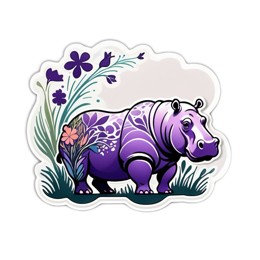 floral hyppo SVG PNG design with clean design elements, green and purple floral elements