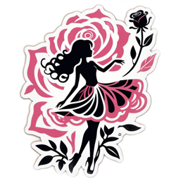 sticker fashion floral SVG PNG design with clean design elements, black and pink floral elements