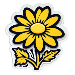 flower yellow SVG PNG design with clean design elements, green and yellow floral elements