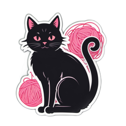 black cat yarn SVG PNG design with clean design elements