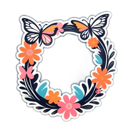 butterflies flowers floral SVG PNG design with orange and pink floral elements