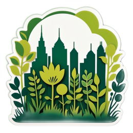 cityscape gardenscape floral SVG PNG design with clean design elements, green floral elements