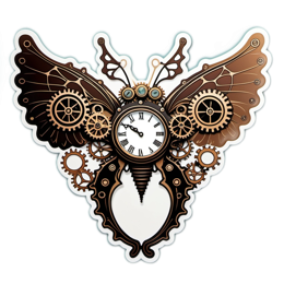 steampunk clock butterfly SVG PNG design with clean design elements