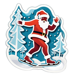 christmas santa skating SVG PNG design with clean design elements