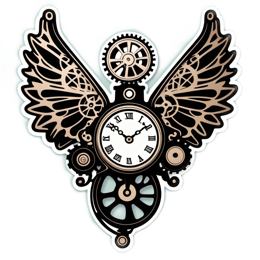 steampunk clock wings SVG PNG design with clean design elements