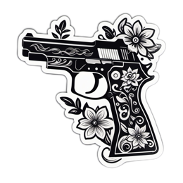 gun flowerdesign floral SVG PNG design with clean design elements, black and white floral elements