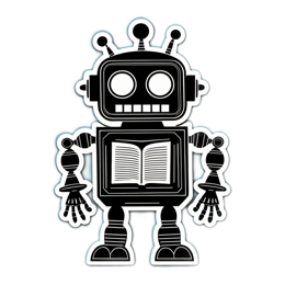 robots reading stickers SVG PNG design with clean design elements