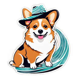 corgi hat wave SVG PNG design with clean design elements