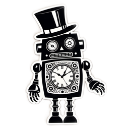 robot timekeeper SVG PNG design with clean design elements
