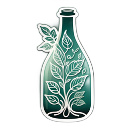 bottle leaves SVG PNG design with red and green floral elements