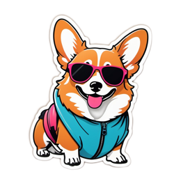 fashion corgi sticker SVG PNG design with clean design elements
