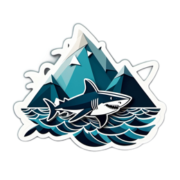 shark mountain SVG PNG design with clean design elements