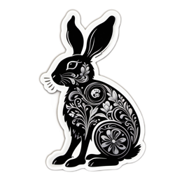 rabbit flowerdesign floral SVG PNG design with black and white floral elements