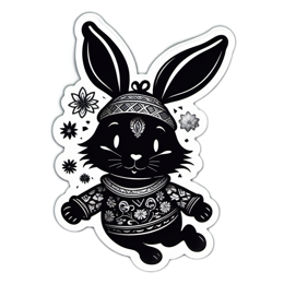 hare flower SVG PNG design with clean design elements, black and white floral elements